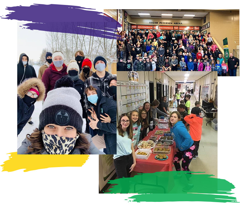 Multiple photos of students and teachers together, sharing their culture for other schools to see